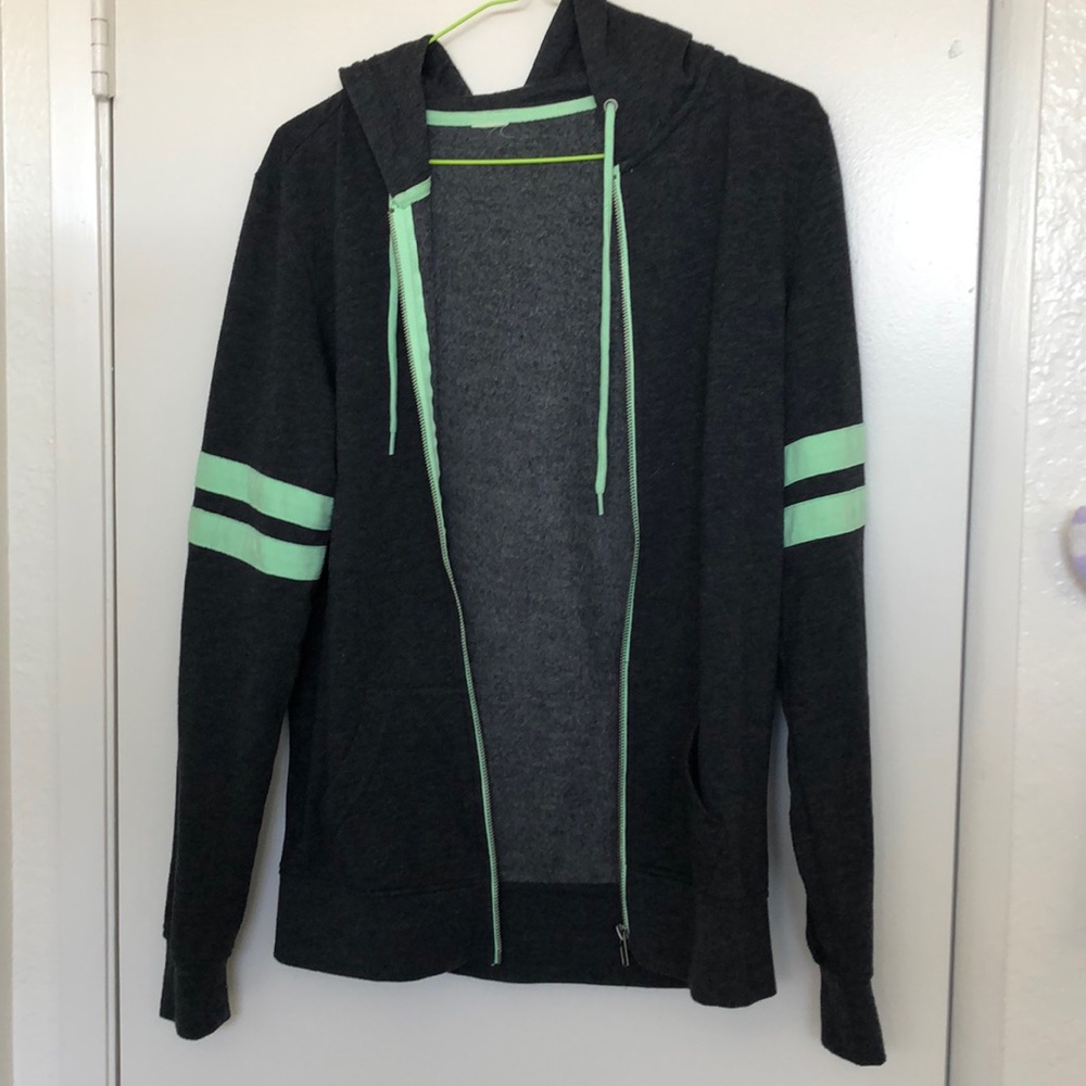 Green grey stripe hoodie
